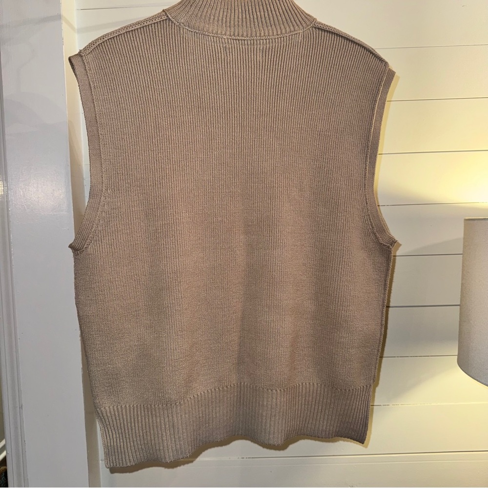 By Together Oversized Sleeveless Ribbed Knit Sweater Vest Mock Neck Size‎ S - Picture 5 of 9